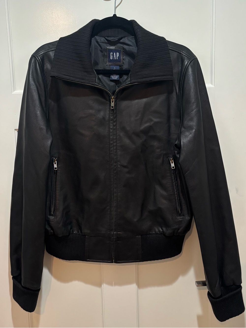 Vintage GAP Black Leather Bomber Jacket